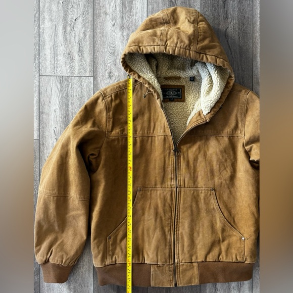 GH Bass & Co Jacket Mens LRG Sherpa Lined Brown Duck Canvas Hooded Coat Workwear - Picture 2 of 15